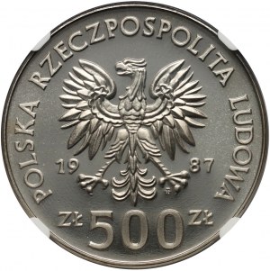 Polská lidová republika, 500 zlatých 1987, Mistrovství Evropy ve fotbale 1988, SAMPLE, nikl