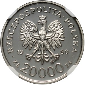 Terza Repubblica, 20000 zloty 1990, Solidarietà, CAMPIONE, nichel