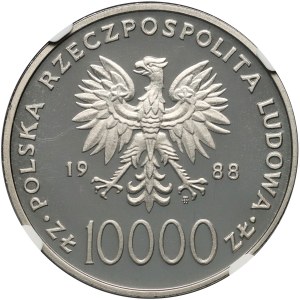 Poľská ľudová republika, 10000 zlotých 1988, Ján Pavol II. - 10. výročie pontifikátu, SAMPLE, nikel