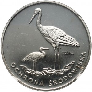 People's Republic of Poland, 100 gold 1982, Environmental Protection - Storks, SAMPLE, nickel