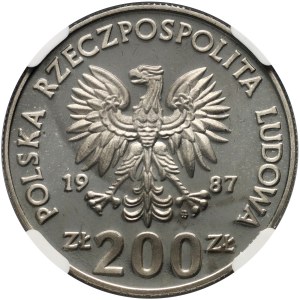 Polská lidová republika, 200 zlatých 1987, Mistrovství Evropy ve fotbale 1988, SAMPLE, nikl