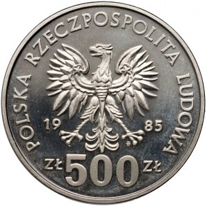 Polská lidová republika, 500 zlotých 1985, Przemysław II, PRÓBA, nikl