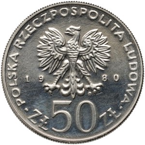 People's Republic of Poland, 50 zloty 1980, Kazimierz I Odnowiciel, PRÓBA, nickel