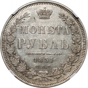 Rusko, Mikuláš I., rubľ 1851 СПБ ПА, Petrohrad