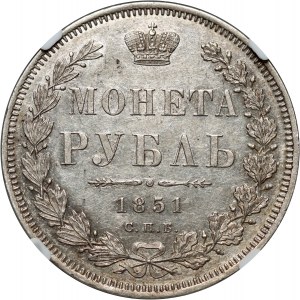 Russia, Nicholas I, Rouble 1851 СПБ ПА, St. Petersburg