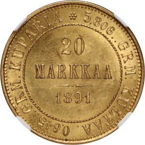 Finland, Alexander III, 20 Markkaa 1891 L, Helsinki