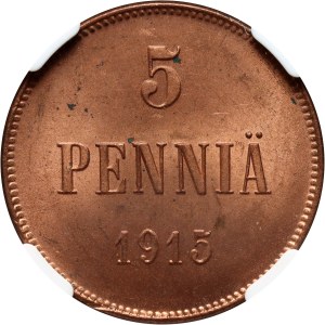 Finlande, Nicolas II, 5 pennies 1915