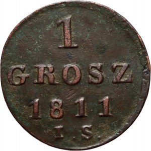 Varšavské knížectví, Fridrich August I., penny 1811 IS, Varšava