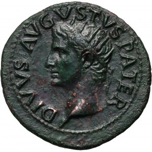 Rímska ríša, Octavianus Augustus 27 pred n. l. - 14 n. l., dupondius razený počas vlády Tiberia 14-37, Rím
