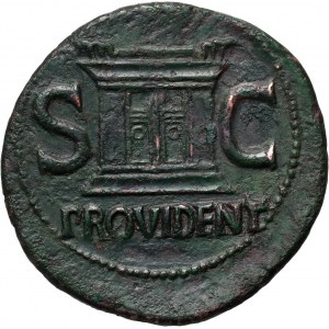 Cesarstwo Rzymskie, Oktawian August 27 p.n.e.-14 n.e., dupondius wybity za panowania Tyberiusza 14-37, Rzym