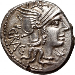 Římská republika, L. Antestius Gragulus, denár 136 př. n. l., Řím