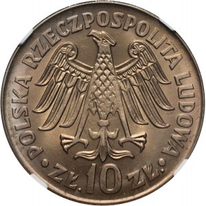 PRL, 10 zlotých 1964, Kazimierz Wielki, reliéfní nápis