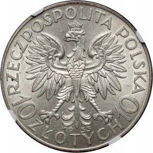 II RP, 10 zlotých 1933, Varšava, Hlava ženy