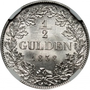 Germany, Bavaria, Ludwig I, 1/2 Gulden 1838