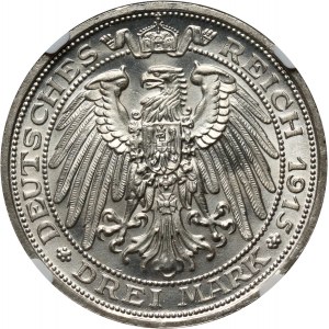 Nemecko, Meklenbursko-Schwerin, Friedrich Franz IV, 3 marky 1915 A, Berlín