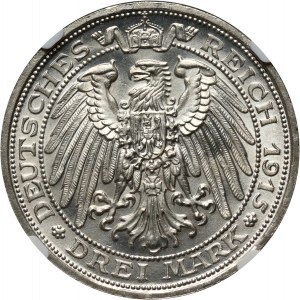 Niemcy, Meklemburgia-Schwerin, Fryderyk Franciszek IV, 3 marki 1915 A, Berlin