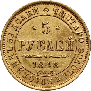 Rosja, Mikołaj I, 5 rubli 1848 СПБ АГ, Petersburg
