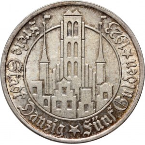 Freie Stadt Danzig, 5 guldenů 1923, Utrecht, kostel Panny Marie