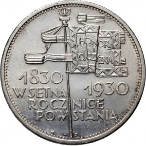 II RP, 5 złotych 1930, Warszawa, Sztandar, stempel płytki