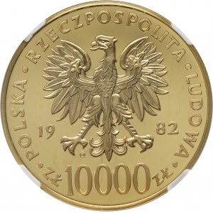 République populaire de Pologne, 10000 or 1982, Jean-Paul II, Valcambi, timbre simple
