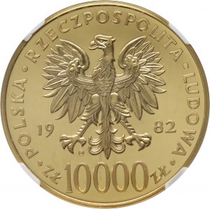 People's Republic of Poland, 10000 gold 1982, John Paul II, Valcambi, plain stamp