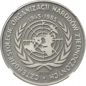 Poľská ľudová republika, 500 zlotých 1985, 40 rokov OSN, SAMPLE, nikel