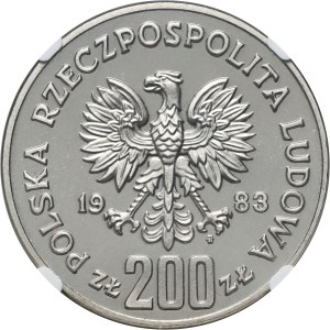 Polská lidová republika, 200 zlotých 1983, 300. výročí vídeňského reliéfu, SAMPLE, nikl