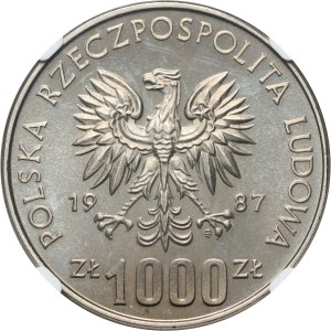 Polská lidová republika, 1000 zlatých 1987, XV. zimní olympijské hry 1988, SAMPLE, nikl