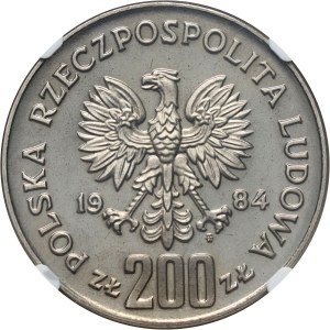 République populaire de Pologne, 200 or 1984, XXIIIe Jeux olympiques Los Angeles, ÉCHANTILLON, nickel