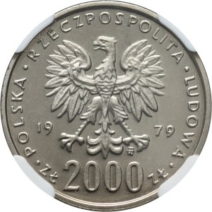 Polská lidová republika, 2000 zlotých 1979, Mieszko I, PRÓBA, nikl
