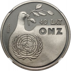 République populaire de Pologne, 1000 zloty 1985, 40 ans des Nations unies, ÉCHANTILLON, nickel