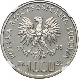 Polská lidová republika, 1000 zlatých 1985, Przemyslaw II, PRÓBA, nikl