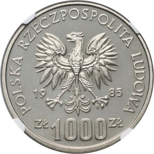 Polská lidová republika, 1000 zlatých 1985, Przemyslaw II, PRÓBA, nikl