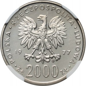 Volksrepublik Polen, 2000 Gold 1977, Frederic Chopin, MUSTER, Nickel