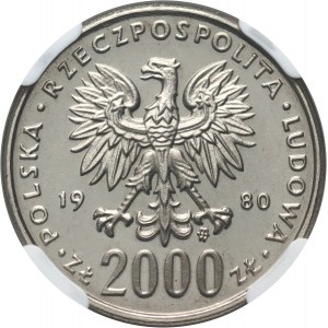 Poľská ľudová republika, 2000 zlato 1980, XIII zimné olympijské hry Lake Placid 1980, SAMPLE, nikel