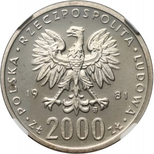 Poľská ľudová republika, 2000 zlotých 1981, Boleslav II Smelý, PRÓBA, nikel