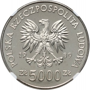 PRL, 5000 złotych 1989, Zabytki Torunia, PRÓBA, nikiel