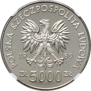 Volksrepublik Polen, 5000 Zloty 1989, Denkmäler von Toruń, Nickel