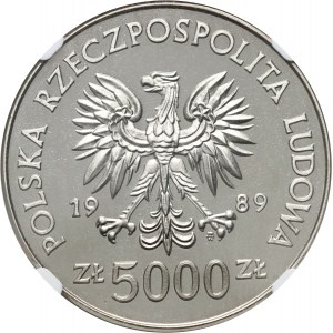PRL, 5000 Zloty 1989, Westerplatte, SAMPLE, Nickel