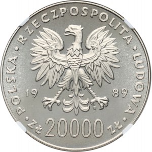 Repubblica Popolare di Polonia, 20000 oro 1989, XIV Coppa del Mondo di Calcio - Italia 1990, CAMPIONE, nichel