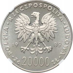 PRL, 20000 złotych 1989, XIV Mistrzostwa Świata w Piłce Nożnej - Włochy 1990, PRÓBA, nikiel