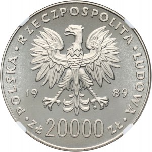 People's Republic of Poland, 20000 gold 1989, XIV World Cup - Italy 1990, SAMPLE, nickel