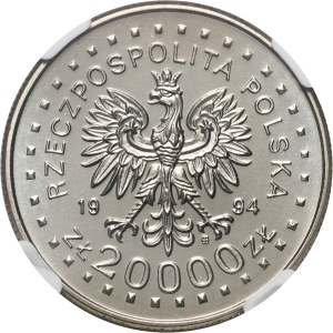 III RP, 20000 zlotys 1994, 200e anniversaire du soulèvement de Kosciuszko, ÉCHANTILLON, nickel