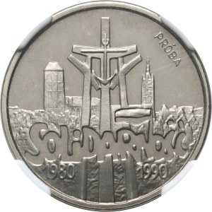Dritte Republik, 50000 PLN 1990, Solidarität, SAMPLE, Nickel