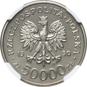 III RP, 50000 złotych 1990, Solidarność, PRÓBA, nikiel