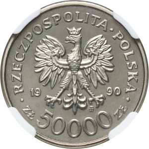 Dritte Republik, 50000 PLN 1990, Solidarität, SAMPLE, Nickel