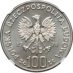 PRL, 100 złotych 1978, Janusz Korczak, PRÓBA, nikiel