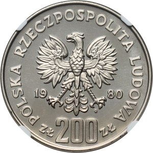PRL, 200 złotych 1980, Igrzyska Olimpijskie w Lake Placid, PRÓBA, nikiel, bez znicza