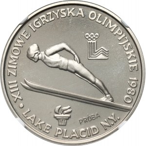 République populaire de Pologne, 200 or 1980, Jeux olympiques de Lake Placid, ÉCHANTILLON, nickel, avec torche