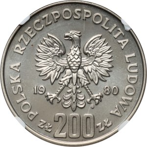 Polská lidová republika, 200 zlatých 1980, Olympijské hry v Lake Placid, SAMPLE, nikl